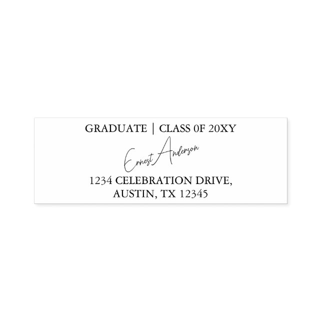 Sello Automático Black Modern Simple Moda Graduación Dirección de R (Diseño)