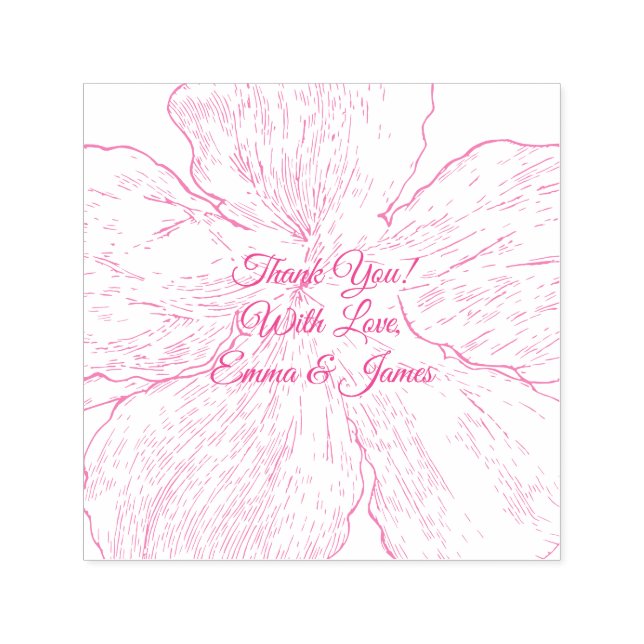 Sello Automático Blush Pink Floral Wedding Thank You  (Diseño)
