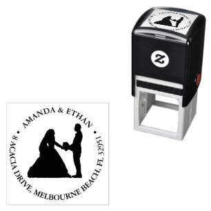 Sello Automático Boda arrodillado pareja tema negro