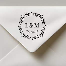 Sello Automático Boda botánica en monograma de la corona salva la f