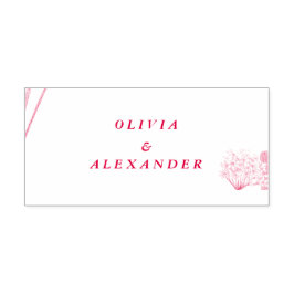 Sello Automático Boda Botánica Floral Blanca Elegante