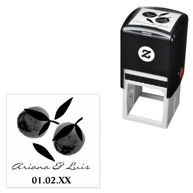 Sello Automático Boda Bridal Shower Naranja Citrus Mano Derrada (In Situ)