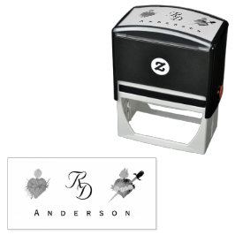 Sello Automático Boda Católica de Dos Corazones Monogramados