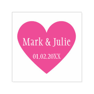 Sello Automático Boda Cute Nombres Pareja Fecha Estampilla de Arte 