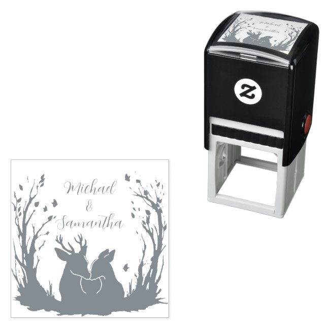 Sello Automático Boda de Ciervo Rústico de Otoño (In Situ)