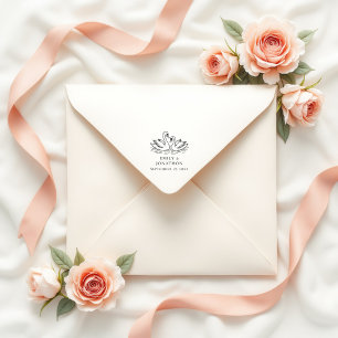 Sello Automático Boda de Dos Cisnes Enamorados Elegantes