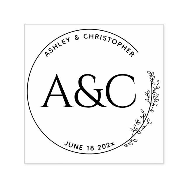 Sello Automático Boda de estado floral inicial (Diseño)