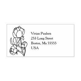 Sello Automático Boda de flores de peones de mano verde