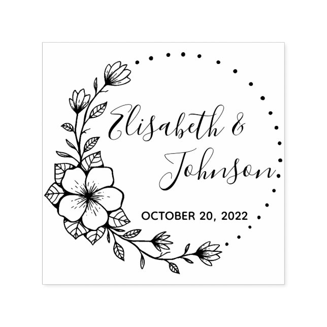 Sello Automático Boda de flores rusas salva la fecha (Diseño)