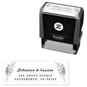 Sello Automático boda de flores sencillas