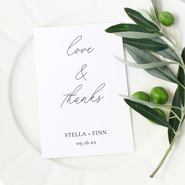 Sello Automático Boda de guion moderno Love & Thanks (Modern Script Love & Thanks Wedding Self-inking Stamp)