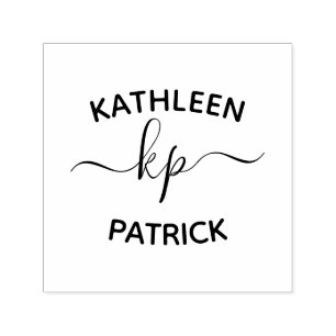 Sello Automático Boda de Iniciales de Nombre de Parejas Elegantes