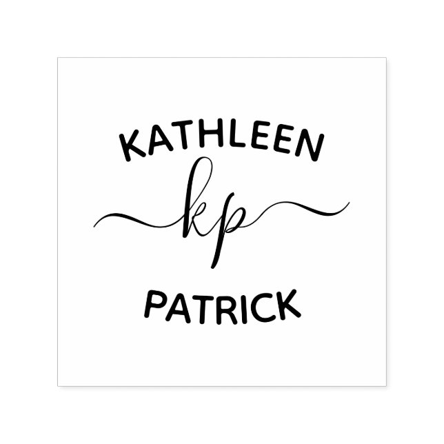 Sello Automático Boda de Iniciales de Nombre de Parejas Elegantes (Diseño)