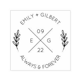 Sello Automático Boda de Iniciales X Cruzadas minimalistas