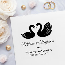 Sello Automático Boda de la pareja de cisnes negros gracias