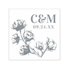 Sello Automático Boda de la planta de algodón Boll Salvar el Monogr