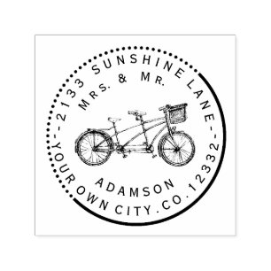Sello Automático Boda de monograma de la bicicleta geométrica moder