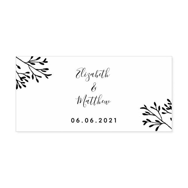 Sello Automático Boda de sucursal botánica de fecha de nombre (Diseño)