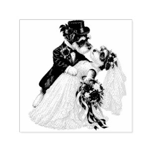 Sello Automático Boda de Terrier Hundiendo a la Novia