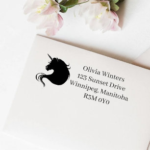 Sello Automático Boda de Unicornio negro