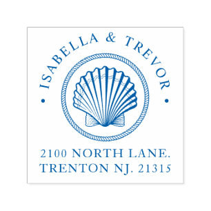 Sello Automático Boda del tema náutico Personalizado del ostión ven