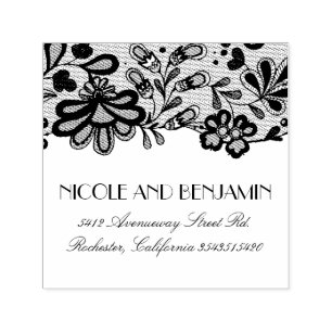 Sello Automático Boda elegante de encaje floral