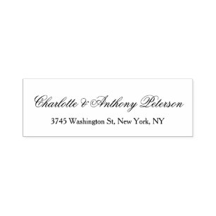 Sello Automático Boda Elegante Script Creative Black White Family