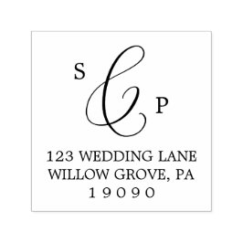 Sello Automático Boda en monograma de caligrafía delgada