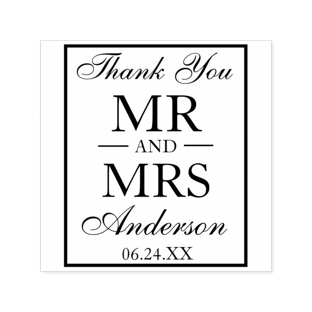 Sello Automático Boda Gracias Sr. y Sra. (Diseño)