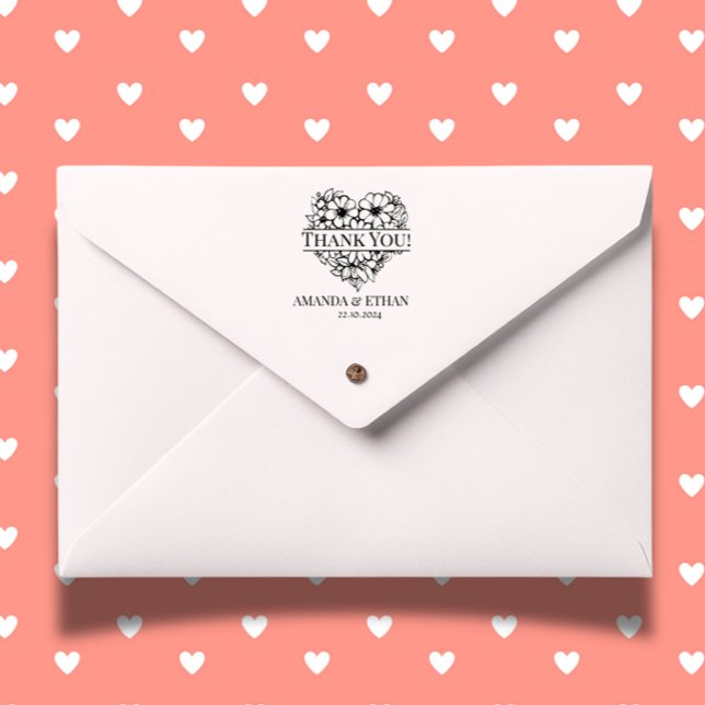Sello Automático Boda Gracias Tema Foral (Wedding Thank you Foral Theme Self-inking Stamp)