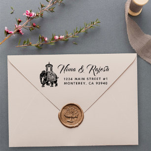 Sello Automático Boda indio Ganesha Elephant Retrun Address Sel