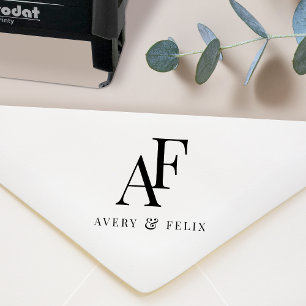 Sello Automático Boda Monograma Elegant Wedding Favor