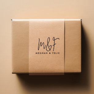 Sello Automático Boda Monograma Nombres de guiones modernos