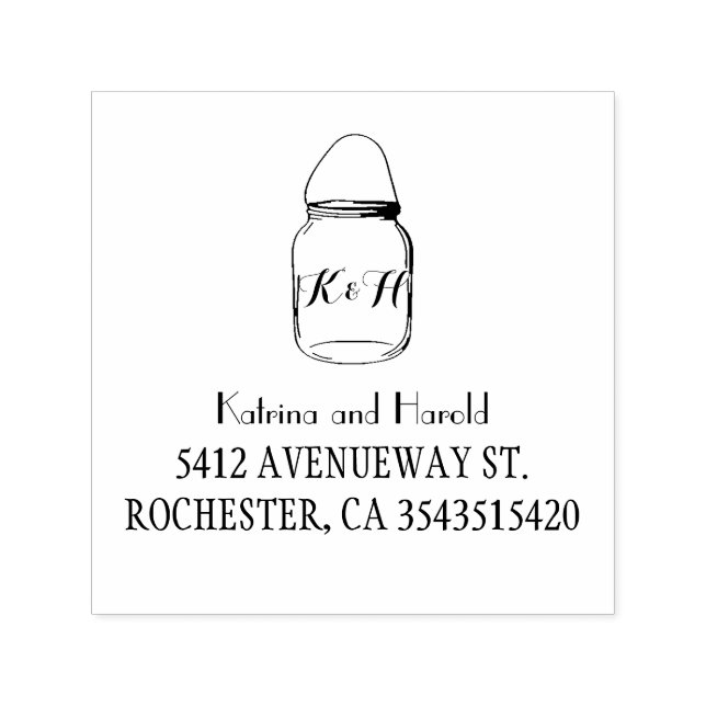 Sello Automático Boda Rustic Mason Jar Barn (Diseño)