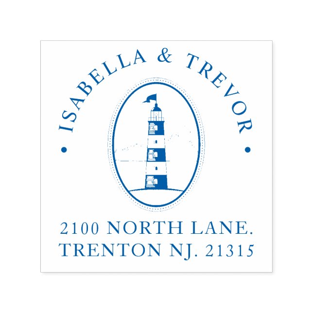 Sello Automático Boda temático náutico Personalizado de faro de vin (Diseño)