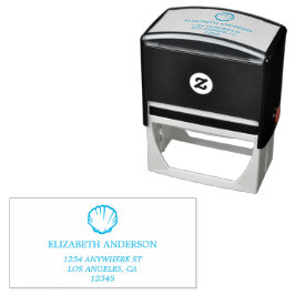Sello Automático Bodas de conchas azules costeras