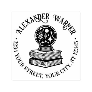 Sello Automático Bola de Cristal Mágica en Libros Nombre Dirección 