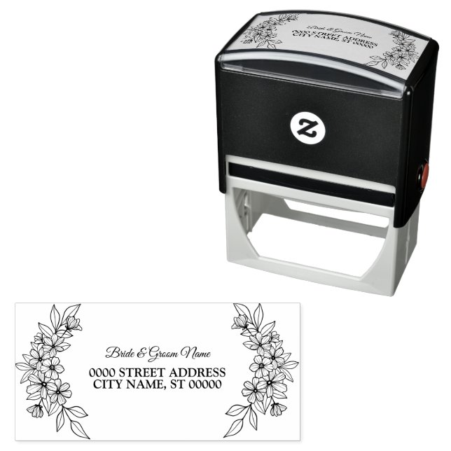 Sello Automático Bonito marco floral Fiesta elegante dirección (In Situ)