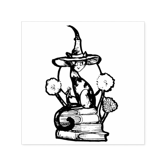 Sello Automático Bookish Cat Witch                                  (Diseño)