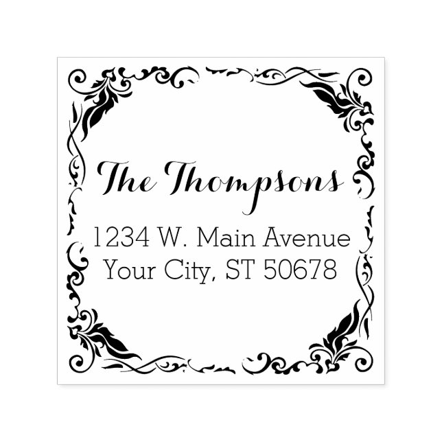 Sello Automático Borde floral ornamental de estilo personalizado (Diseño)