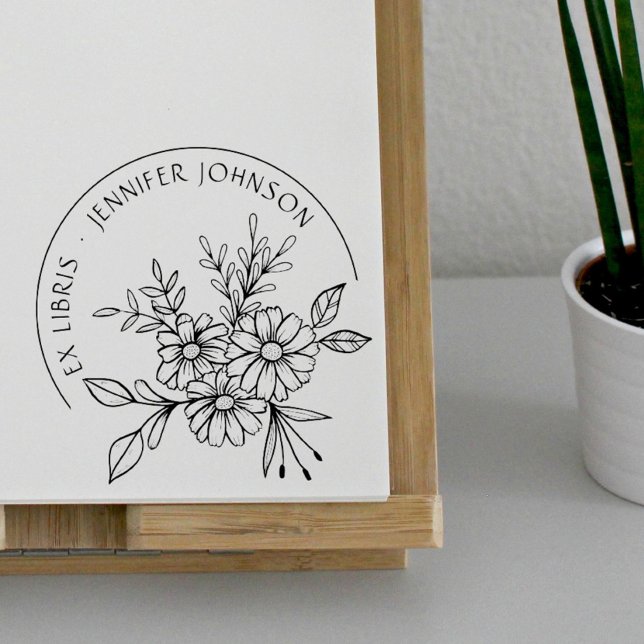 Sello Automático Botánica Floral De La Biblioteca De Ex Libris (Subido por el creador)