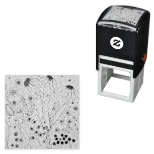 Sello Automático Botánico de Flor Silvestre Minimalista de Entintad