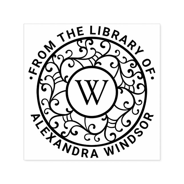 Sello Automático Brands Lacy Filigree Nombre libro de biblioteca in (Diseño)