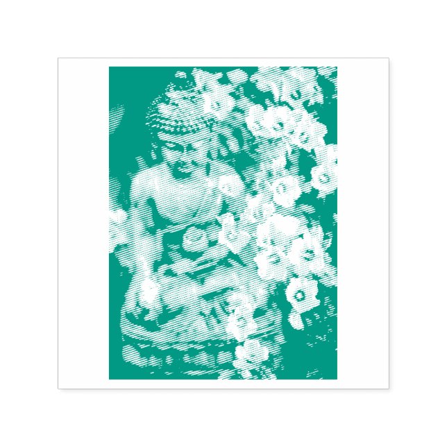 SELLO AUTOMÁTICO BUDDHA CON BLOOMS RUBBER STAMP (Diseño)
