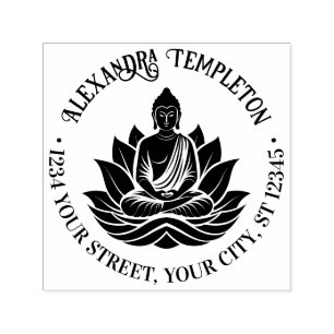 Sello Automático Buddha Meditating Lotus Pose #1P Nombre Ret Direcc