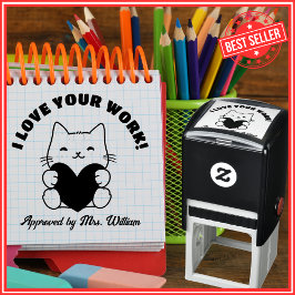 Sello Automático Buen Gato De Trabajo De Vuelta Al Profesor De Fome