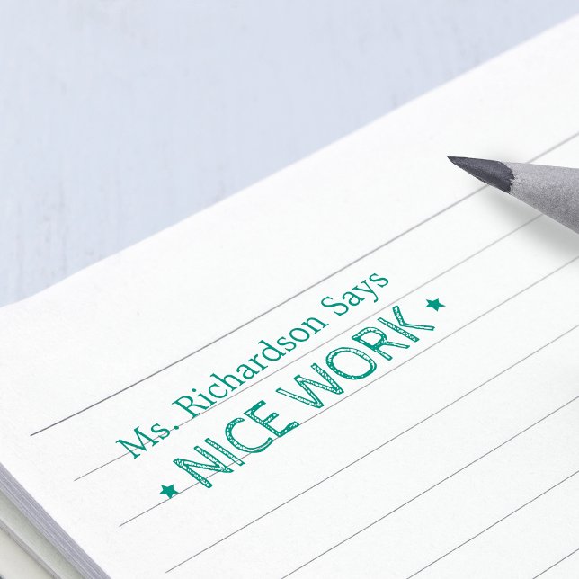 Sello Automático Buen Trabajo | Profesores Personalizados (Nice Work | Personalized Teachers Self-inking Stamp)