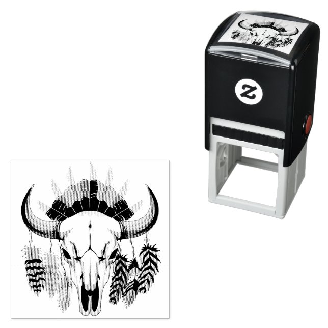 Sello Automático Buffalo Skull Native American Emblem (In Situ)