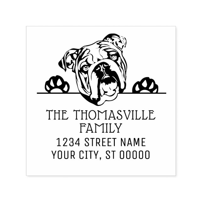 Sello Automático Bulldog Cara Nombre Perro Devolución Dirección Emb (Diseño)