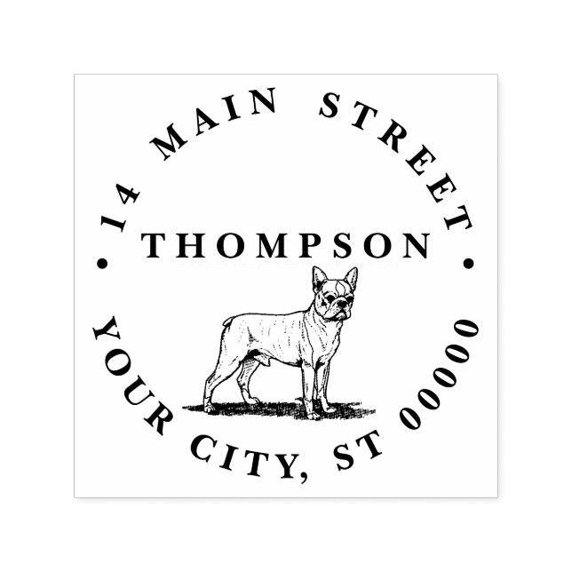 Sello Automático Bulldog francés con estilo de época (Diseño)